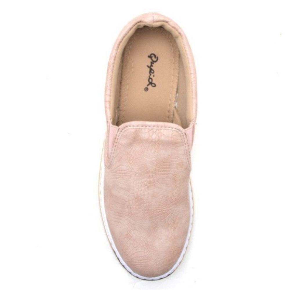 Qupid Blush Snake Slip On Sneaker Pink
